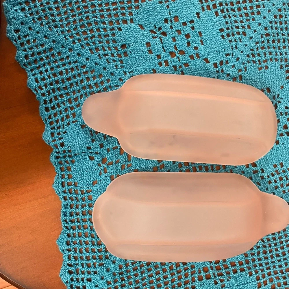 Vintage‎ pink frosted glass banana boats